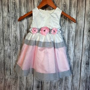 Rare Editions Toddlers Layered Formal Dress 2T White Pink Grey